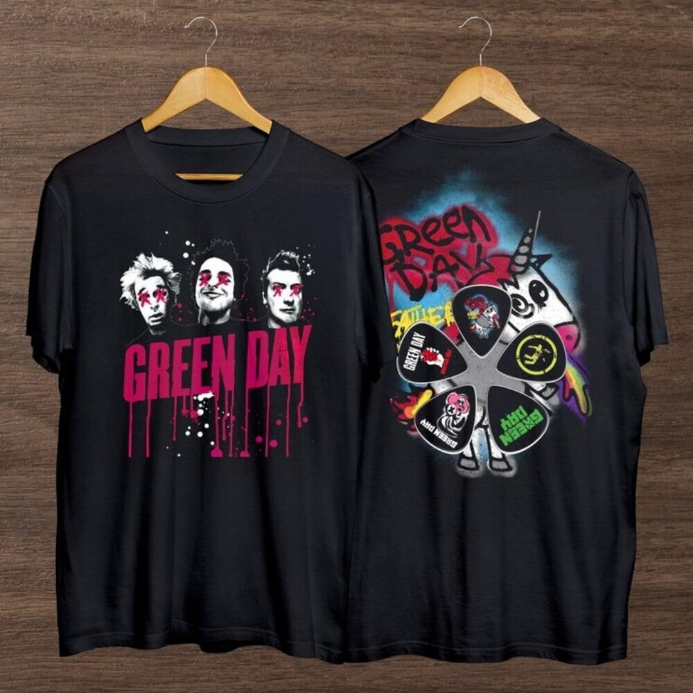 Green Day 2024 Music Concert Tour Graphic T-Shirt Punk Rock Band Fan Tee 159